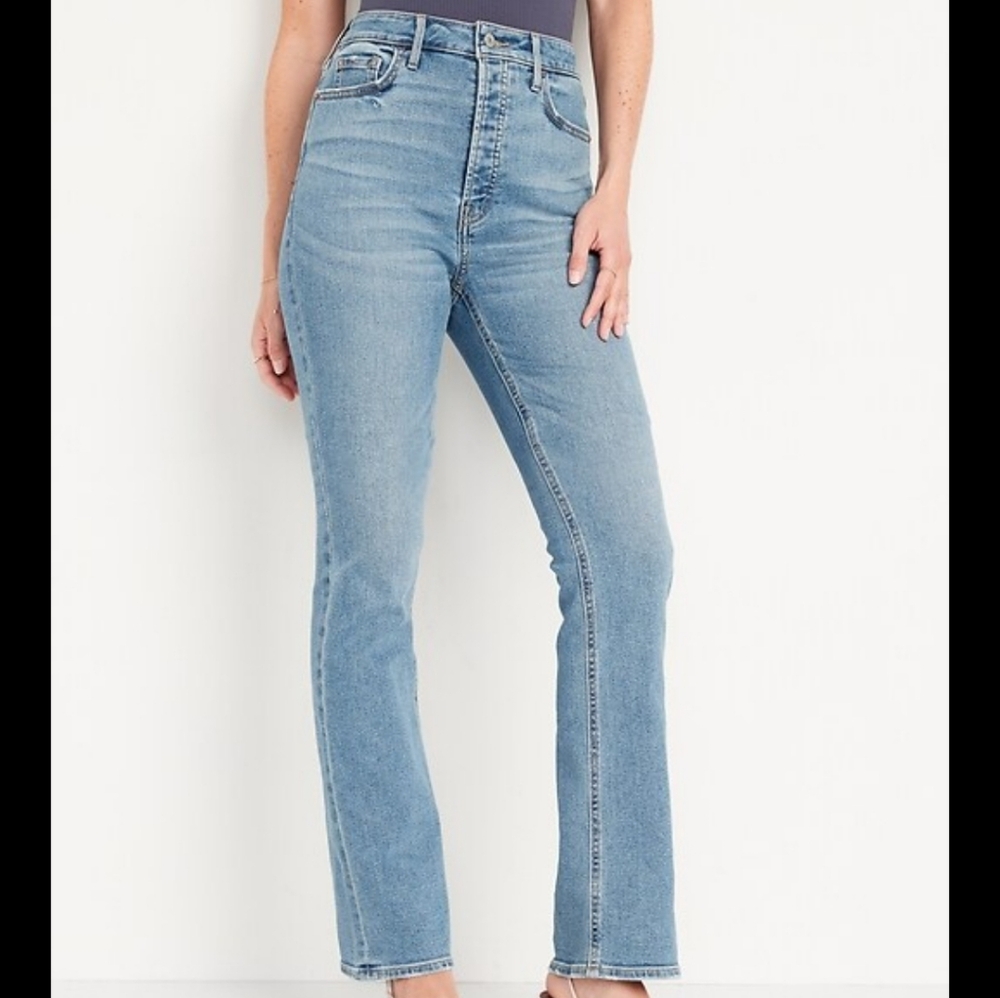 Old Navy Extra High-Waisted Button-Fly Kicker Boot-Cut Jeans 14